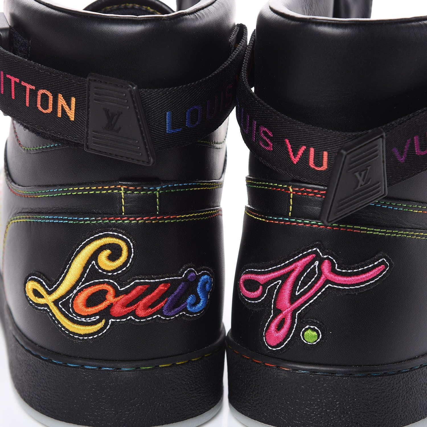 Louis Vuitton Calfskin Rivoli High Top Sneakers 10.5 Black Multicolor 10 of 10