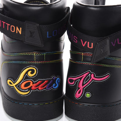 Louis Vuitton Calfskin Rivoli High Top Sneakers 10.5 Black Multicolor 10 of 10