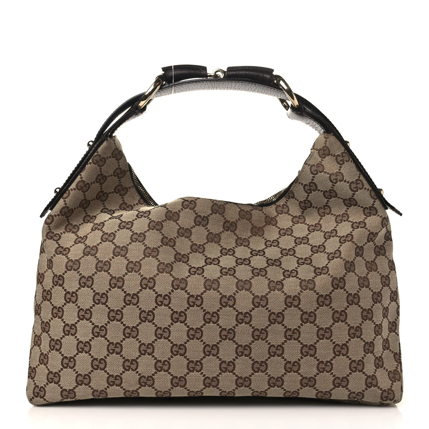 Gucci Monogram Medium Horsebit Chain Hobo Dark Brown 1 of 9