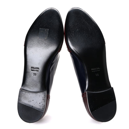 Prada Calfskin Tassel Slip On Loafers 38 Navy Red 7 of 11