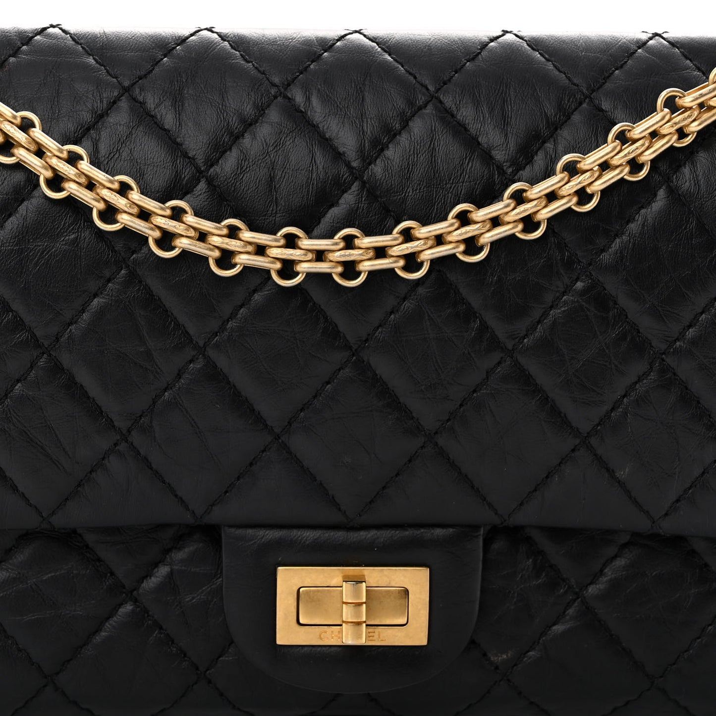 Aged Calfskin Quilted 2.55 Reissue 225 Flap Black