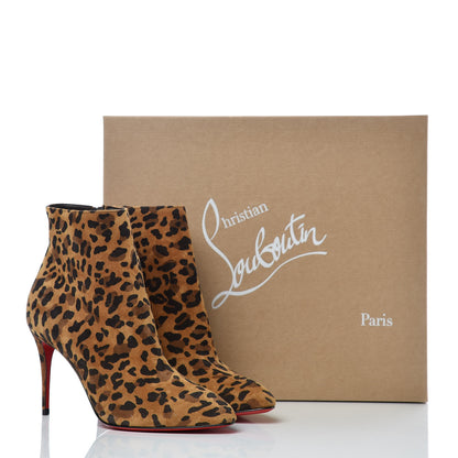 Christian Louboutin Veau Velours Leopard Print Eloise Booty 85 Ankle Boots 37.5 Caramel 12 of 12