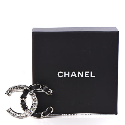 Chanel Lambskin Baguette Crystal CC Chain Brooch Black Silver 5 of 5