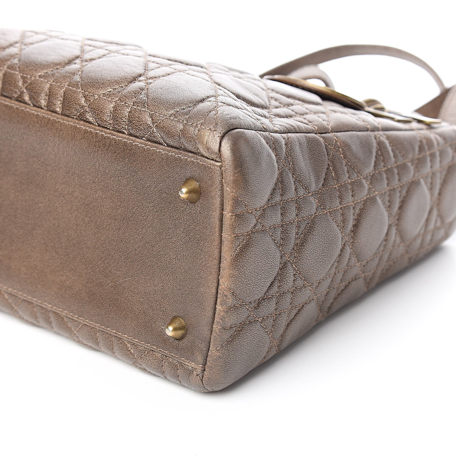 Christian Dior Metallic Lambskin Cannage Medium Lady Dior Bronze 9 of 10
