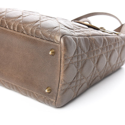 Christian Dior Metallic Lambskin Cannage Medium Lady Dior Bronze 9 of 10