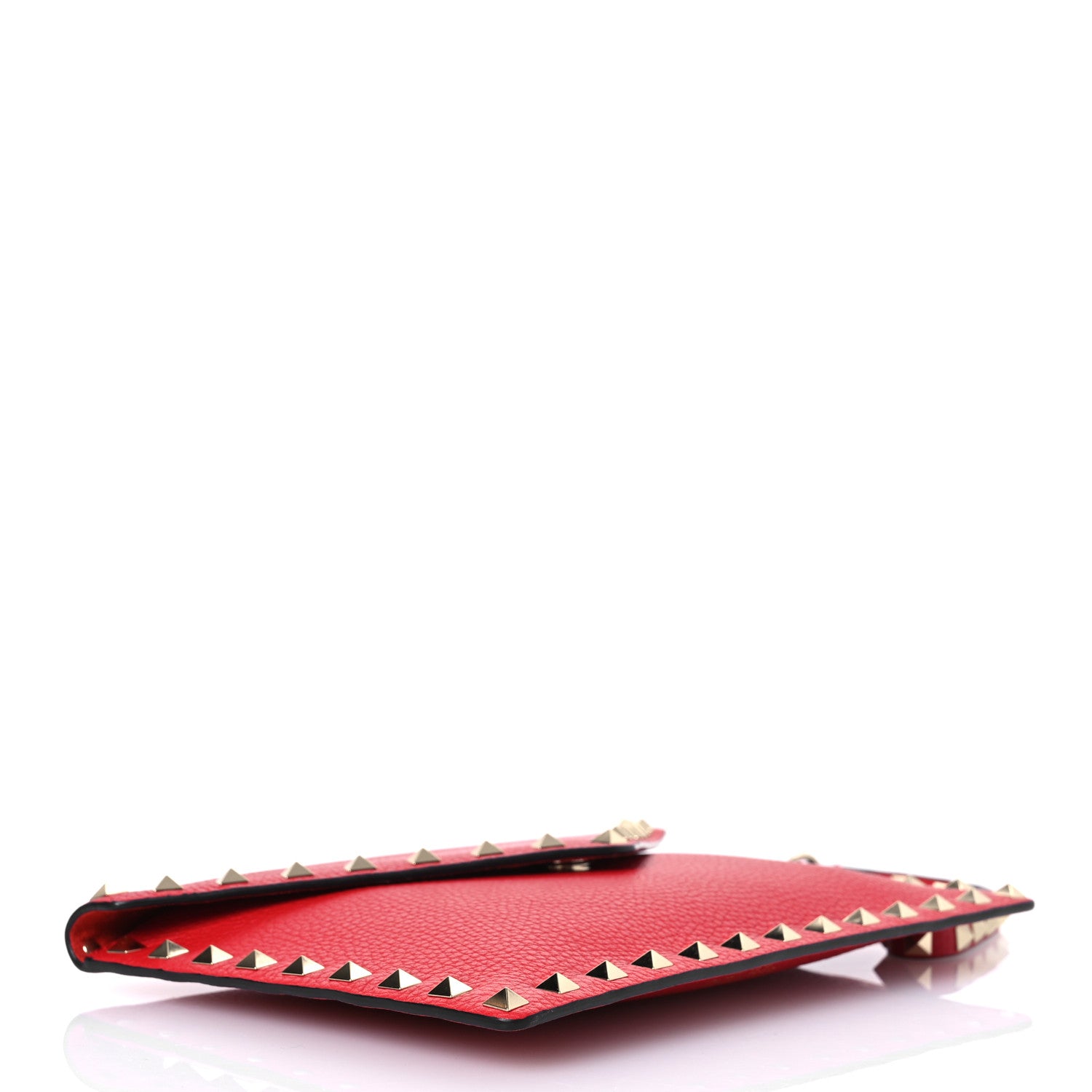 Valentino Garavani Pebbled Calfskin Medium Rockstud Envelope Flat Wristlet Pouch Rouge Pur 4 of 7