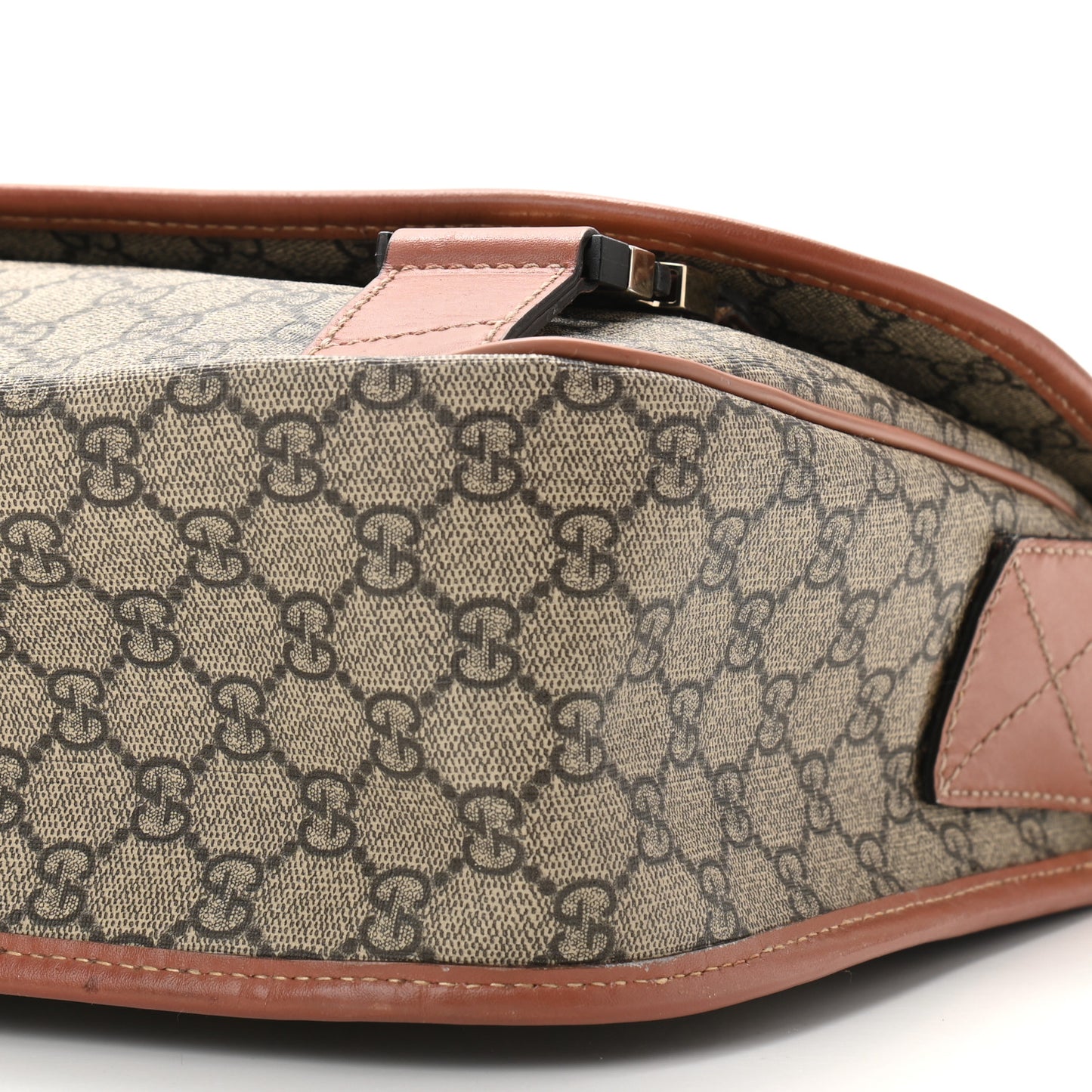 GG Plus Monogram Medium Double Buckle Flap Messenger Bag Brown