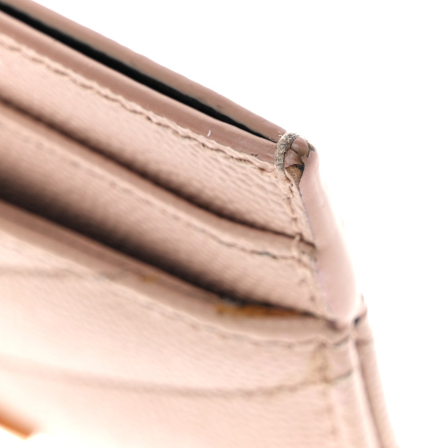 Grain De Poudre Matelasse Chevron Monogram Credit Card Case Pale Pink