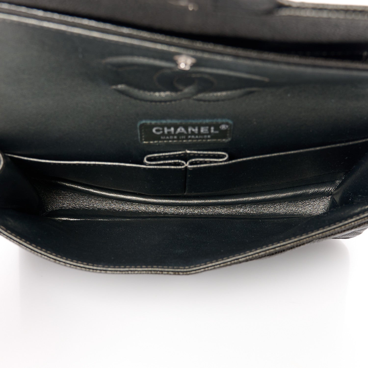 Chanel Metallic Caviar Quilted Medium Double Flap Dark Charcoal 5 of 11