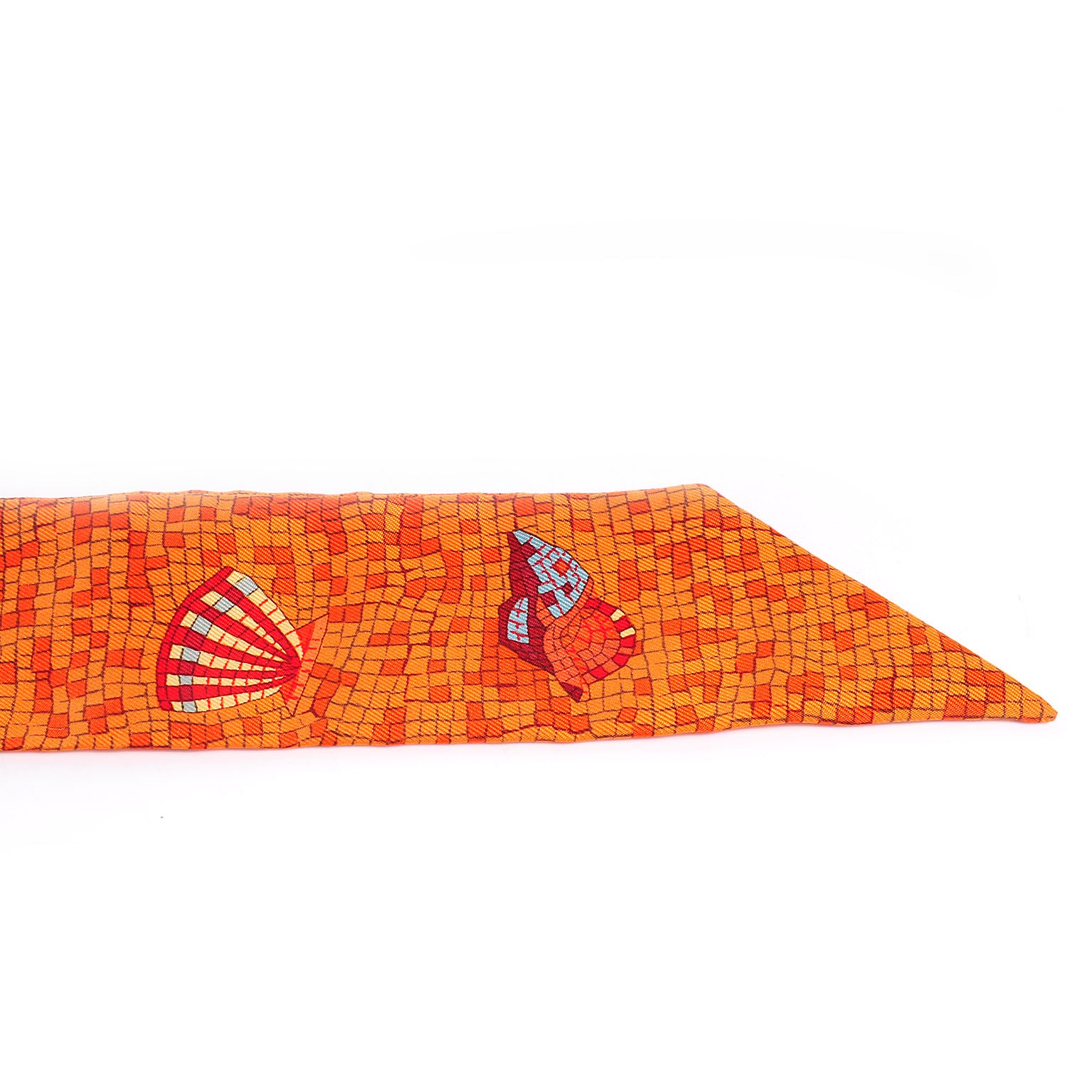 Hermes Silk Sea Shells Mosaic Twilly Orange 3 of 5
