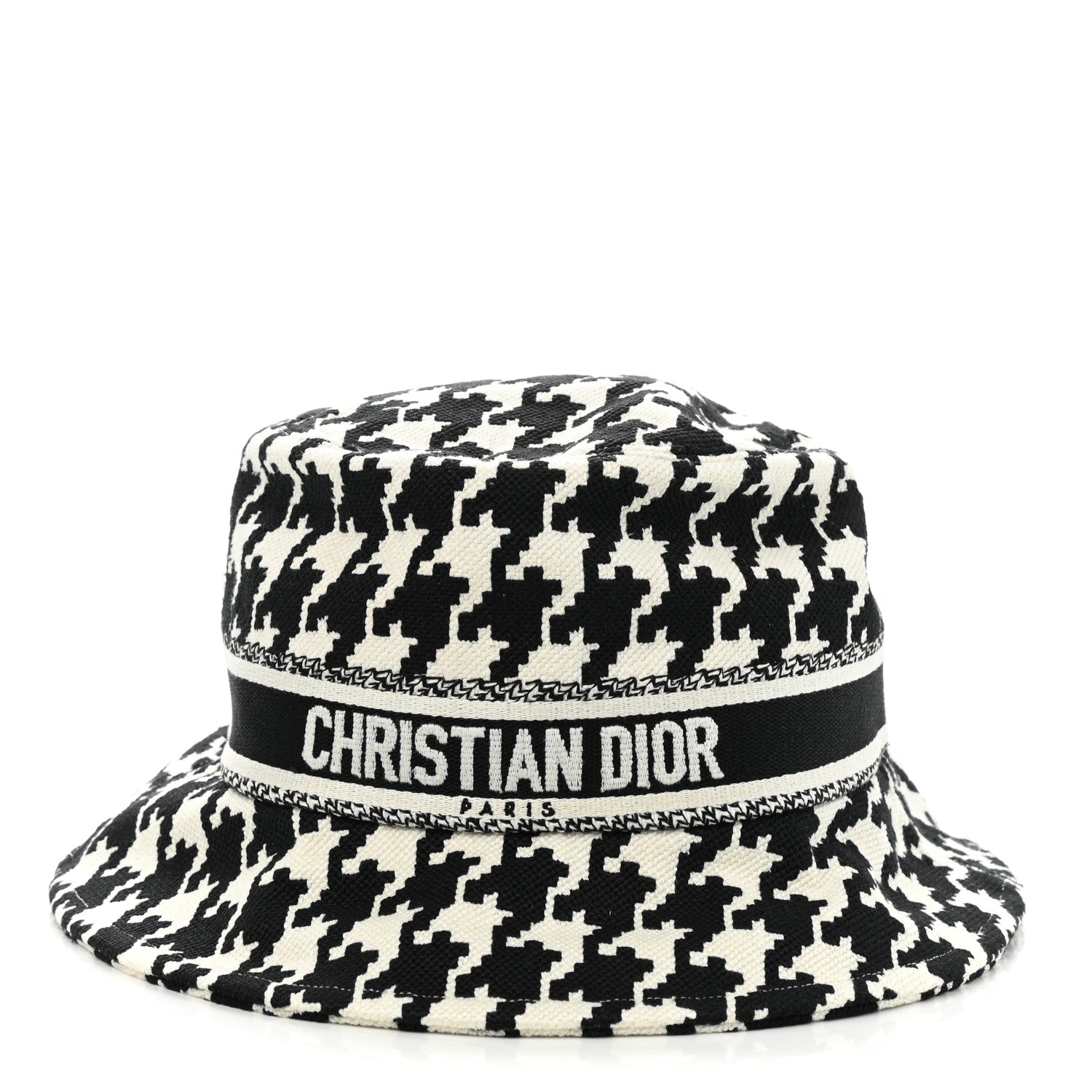 Christian Dior Pied De Poule Bucket Hat 58 Black White 3 of 8
