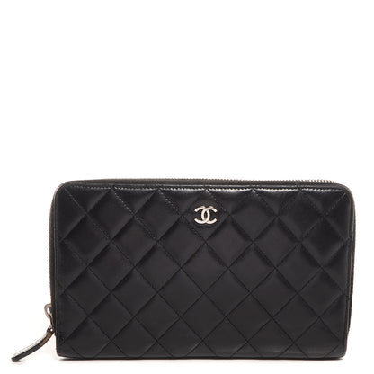 Chanel Lambskin Quilted Large Zip Around Wallet Black 1 of 9