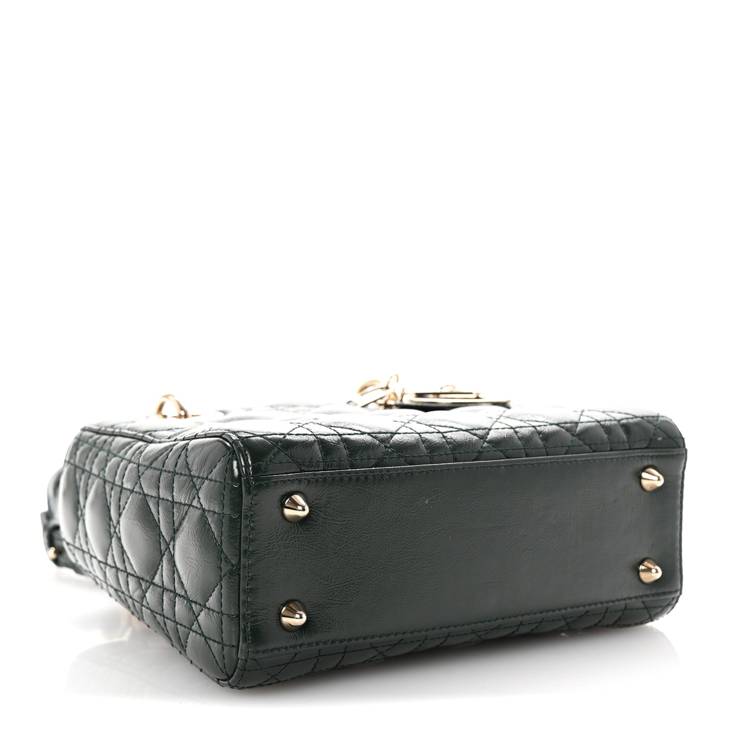 Christian Dior Crinkled Patent Cannage Small Lucky Badges My Lady Dior Dark Green 4 of 9