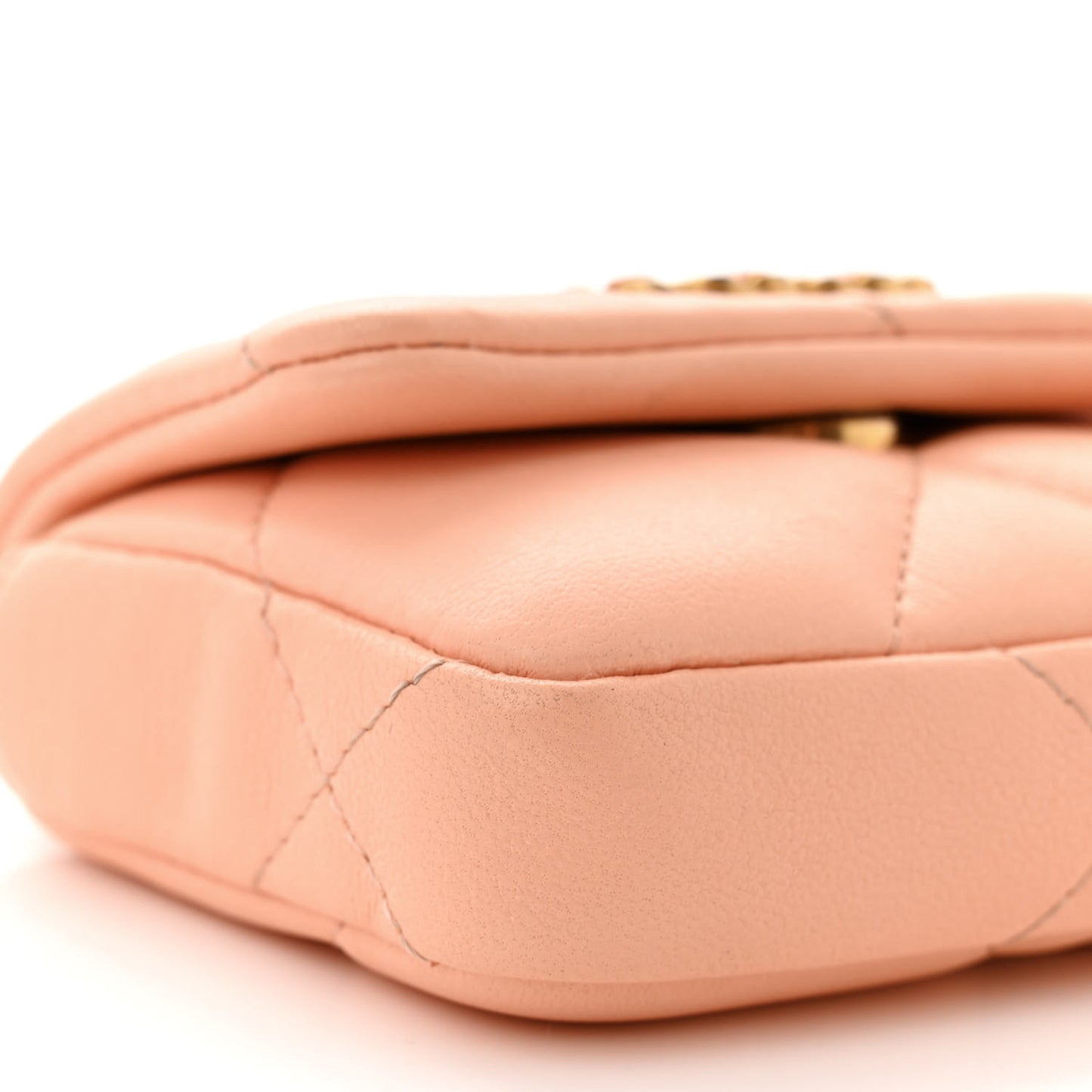 Lambskin Quilted Chanel 19 Flap Belt Bag Light Orange