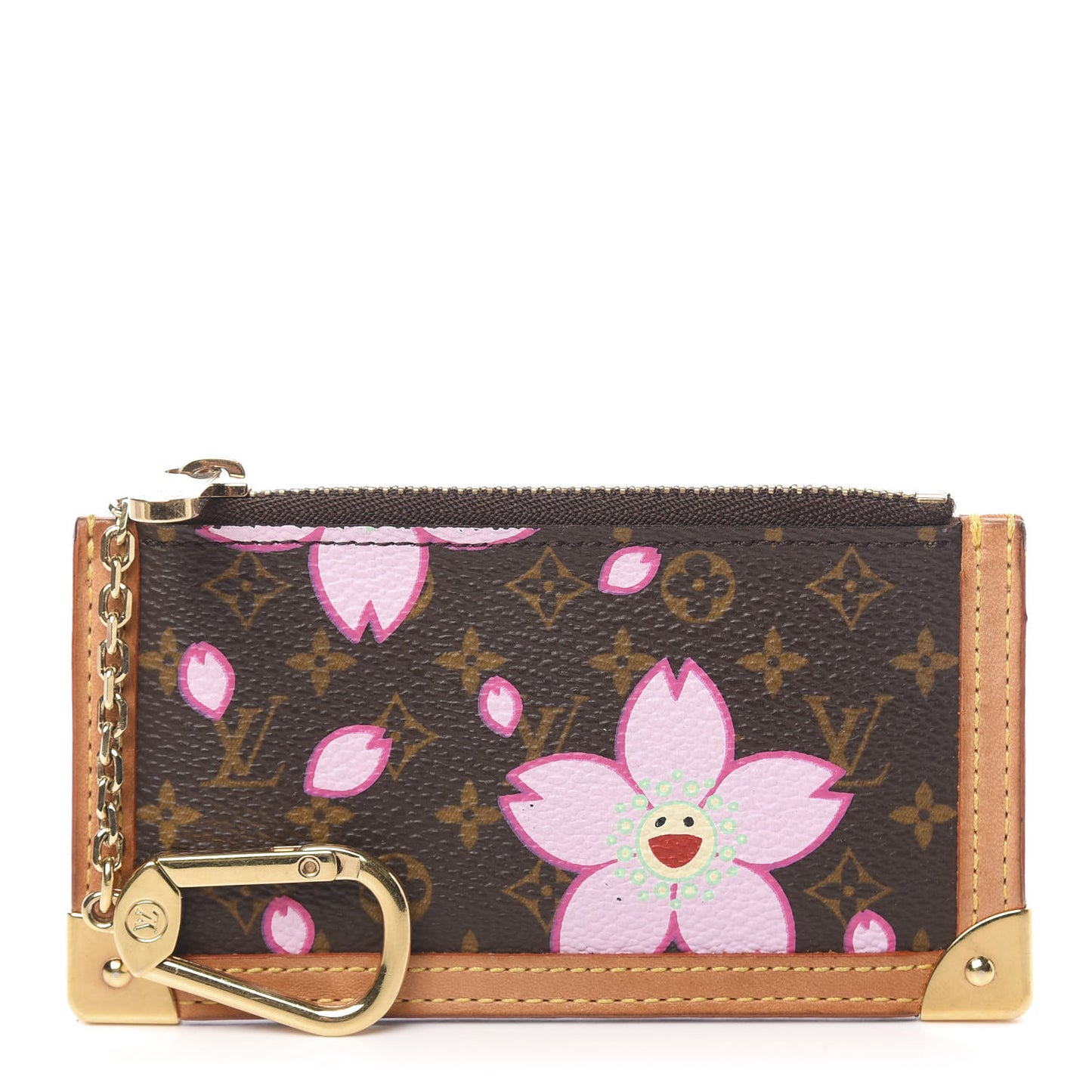 Monogram Cherry Blossom Key Pouch Brown