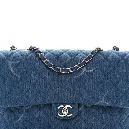 Chanel Denim Quilted CC Print Jumbo Single Flap Blue 8 of 10