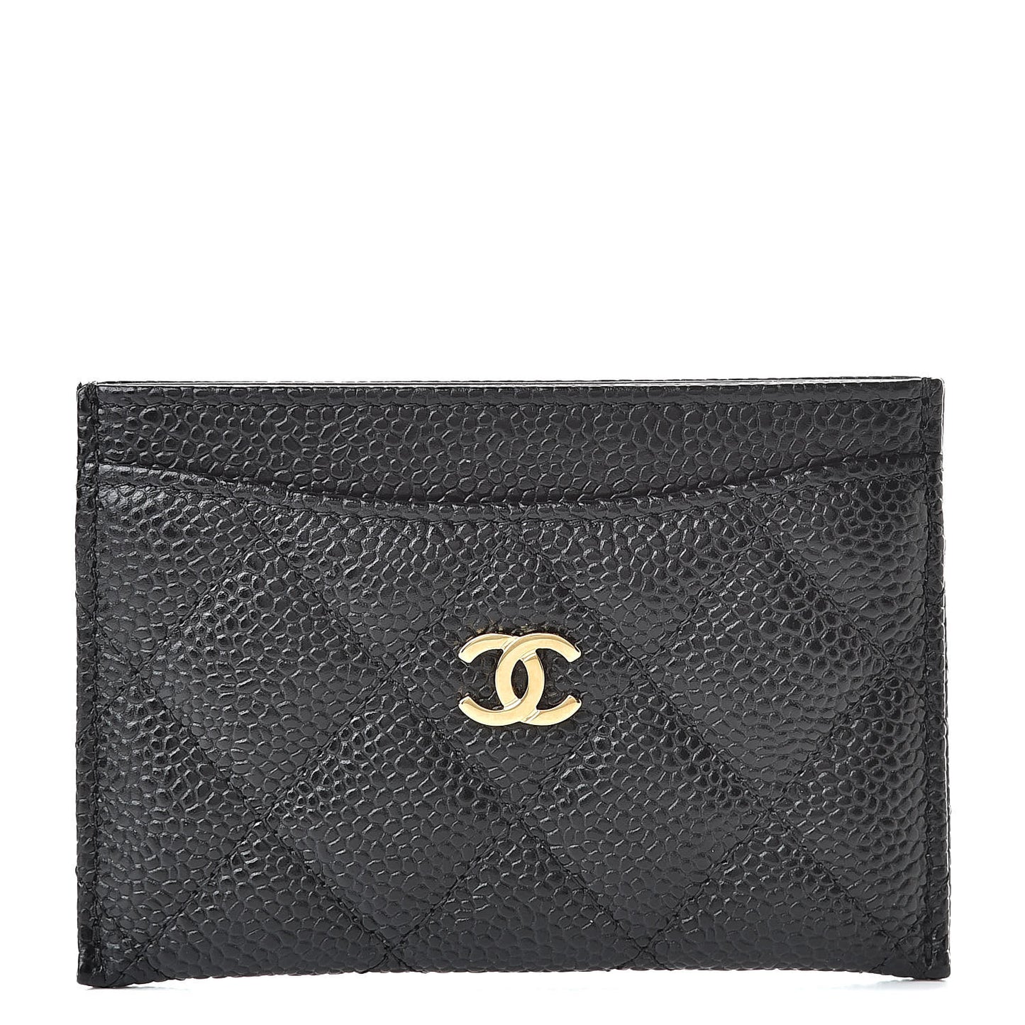 Caviar Quilted Card Holder Black
