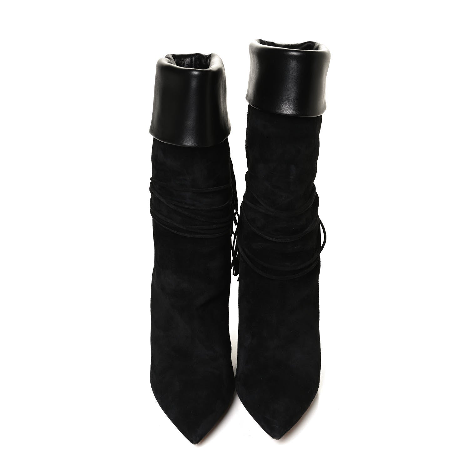 Saint Laurent Calfskin Suede Tanger Tassel Boot 37.5 Black 5 of 13