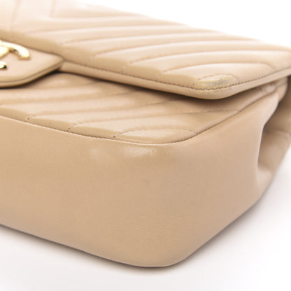 Chanel Lambskin Chevron Quilted Small Single Flap Light Beige 9 of 17