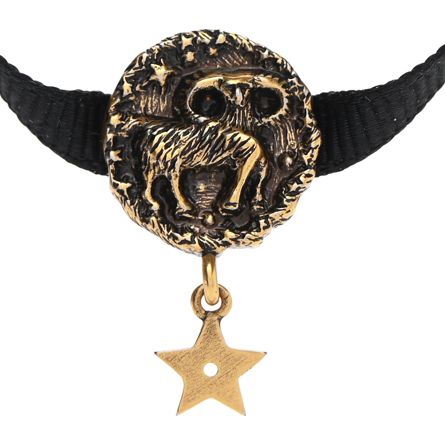 Christian Dior Grosgrain Ribbon Astrology Choker Necklace Black 4 of 5