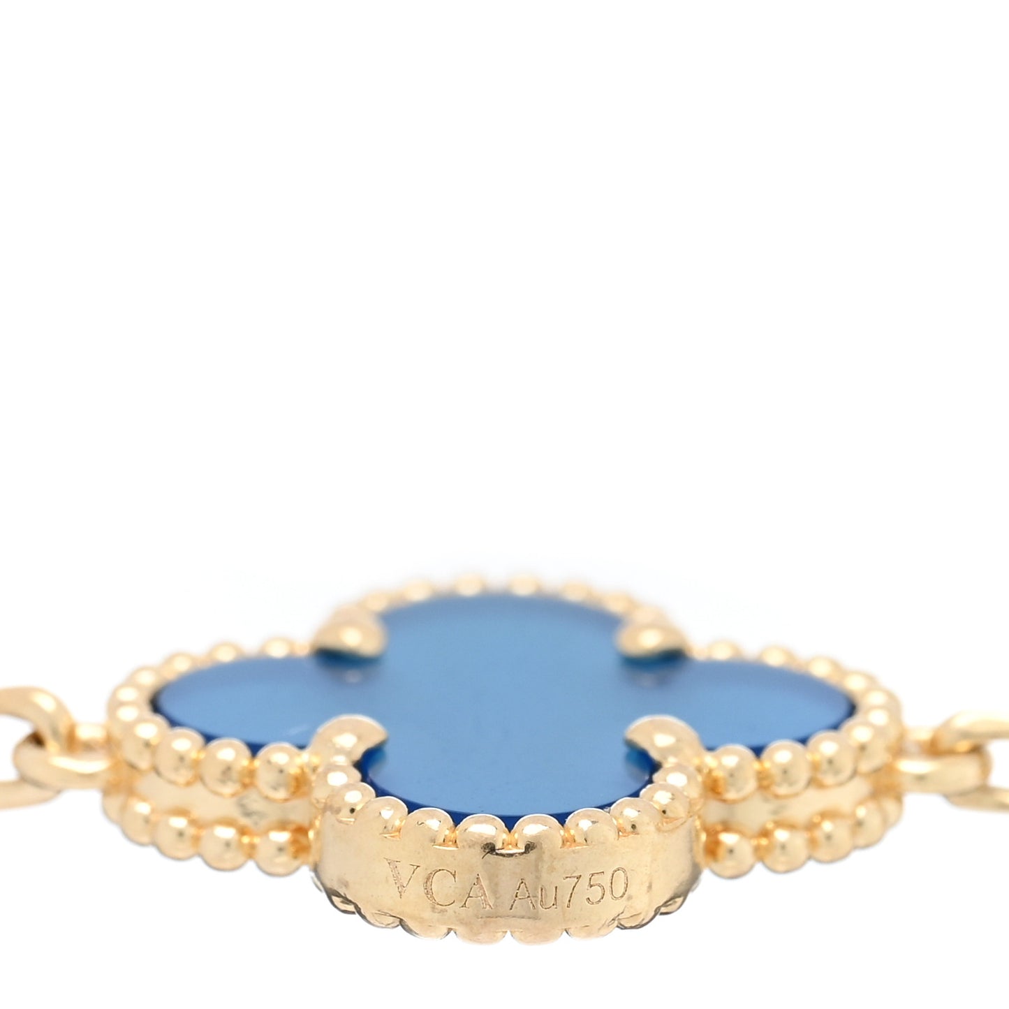 18K Yellow Gold Blue Agate 5 Motifs Vintage Alhambra Bracelet
