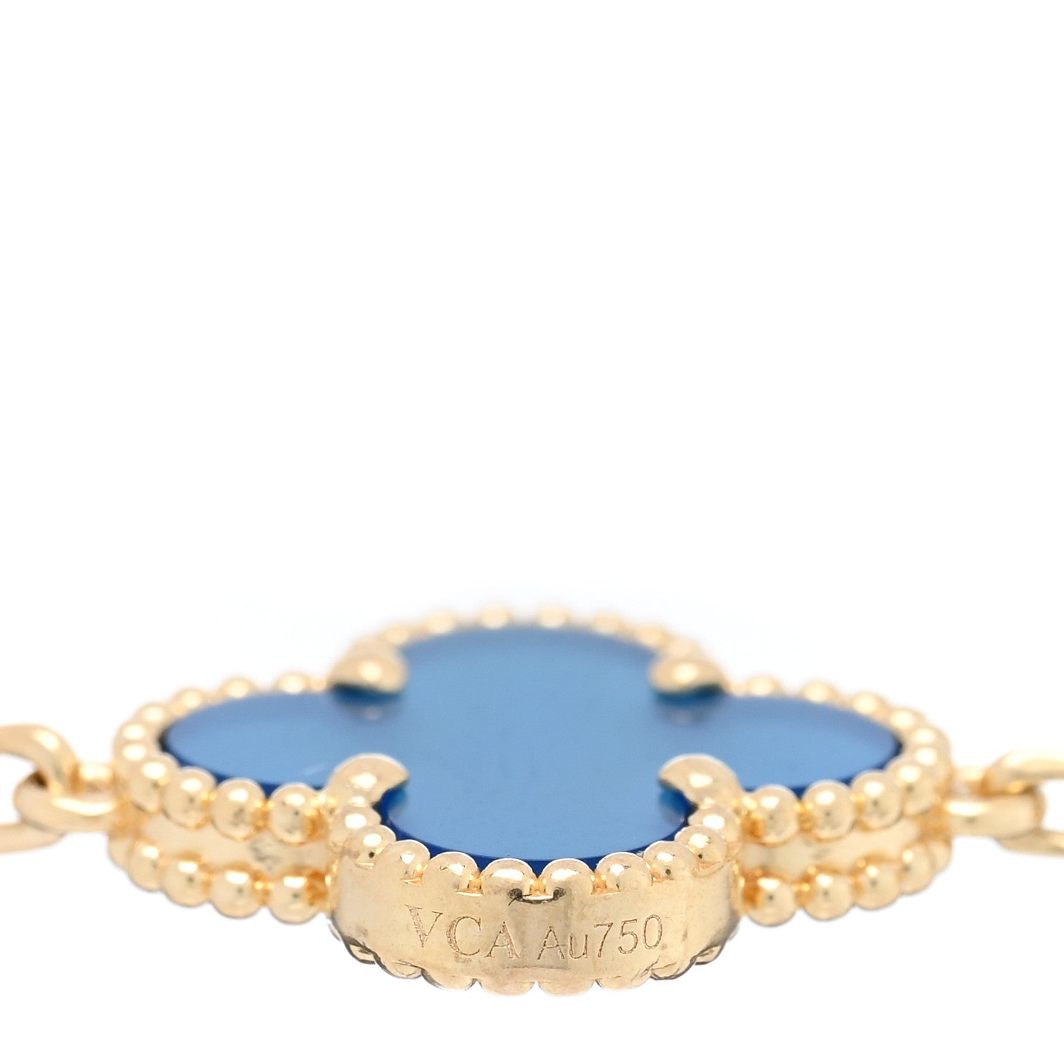 Van Cleef & Arpels 18K Yellow Gold Blue Agate 5 Motifs Vintage Alhambra Bracelet 3 of 4