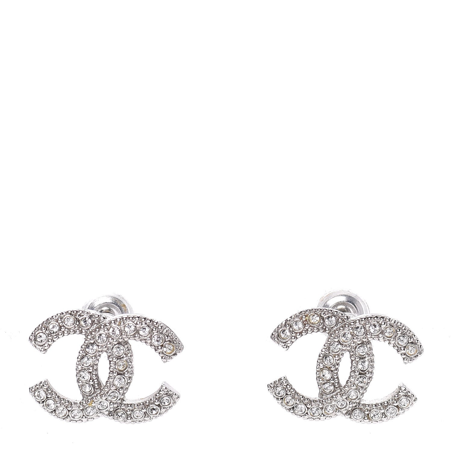 Chanel Crystal CC Earrings Silver 1 of 5