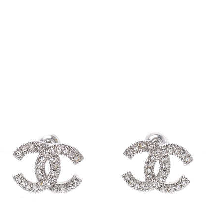 Chanel Crystal CC Earrings Silver 1 of 5