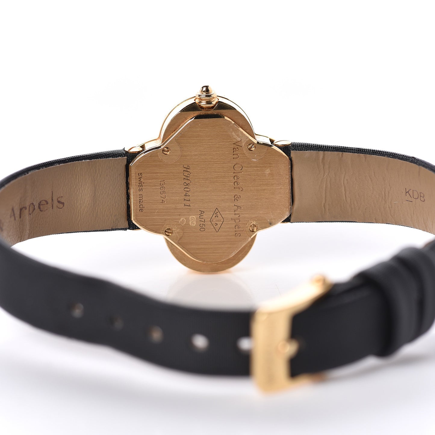 18K Yellow Gold Satin Onyx 26mm Alhambra Quartz Watch