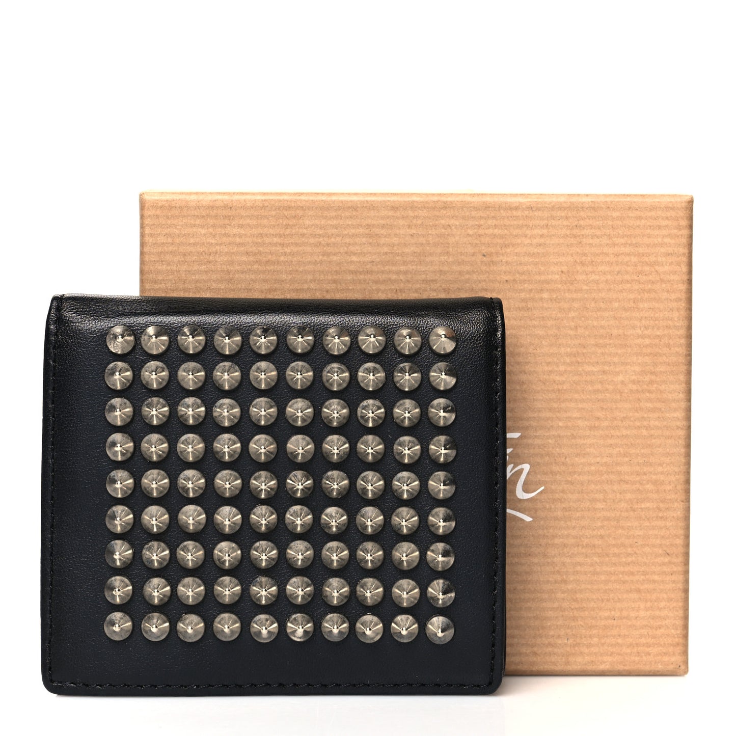 Calfskin Spiked Bi-Fold Wallet Black