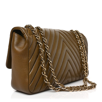 Chanel Lambskin Chevron Quilted Medium Single Flap Brown 3 of 8
