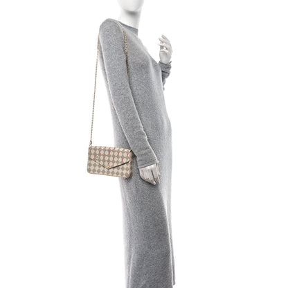 Louis Vuitton LOUIS VUITTON Damier Azur Studded Pochette Felicie Chain Wallet Fuchsia 2 of 11