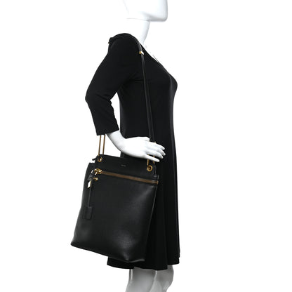 Tom Ford Pebbled Calfskin Zip Shoulder Bag Black 3 of 9