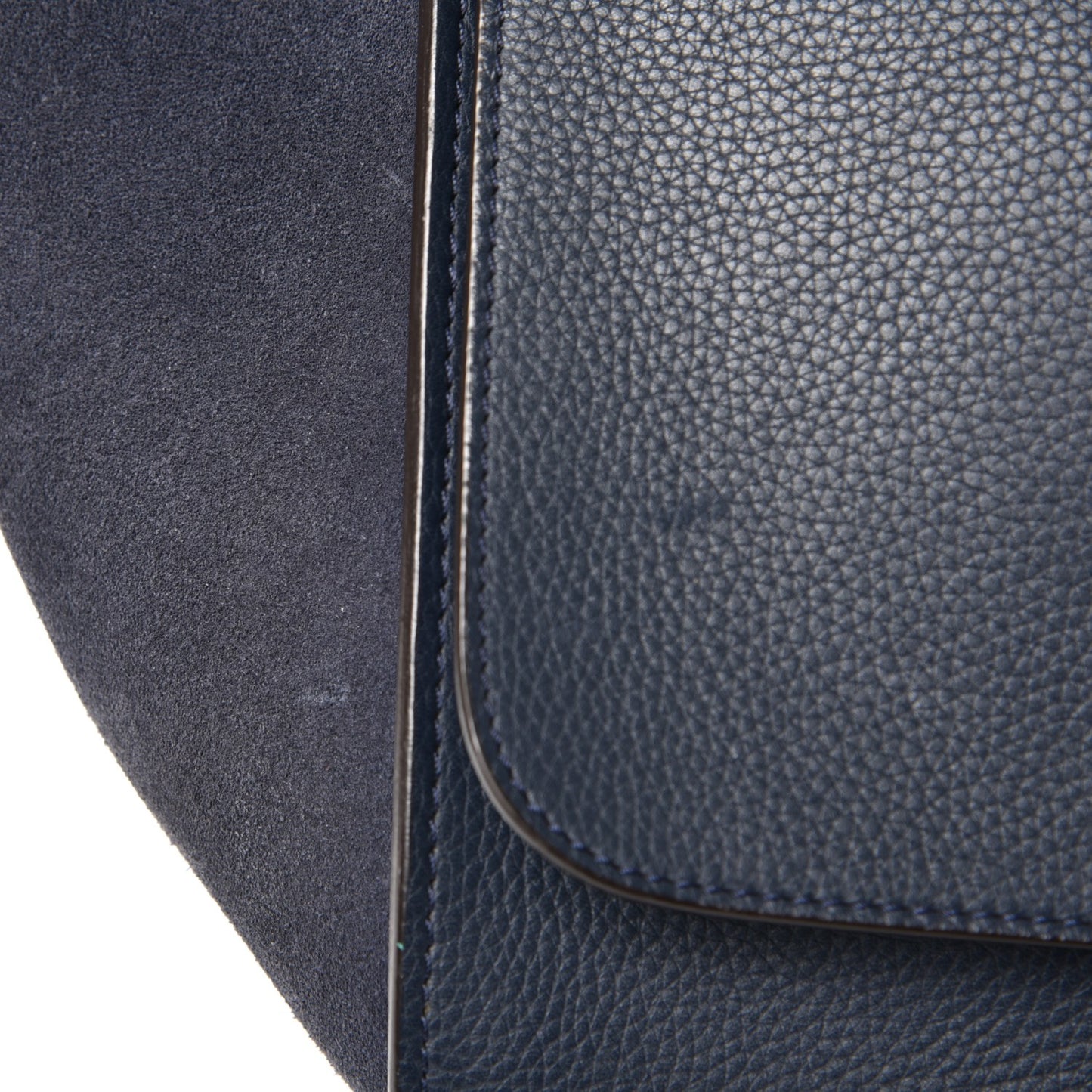 Drummed Calfskin Suede Medium Trapeze Navy