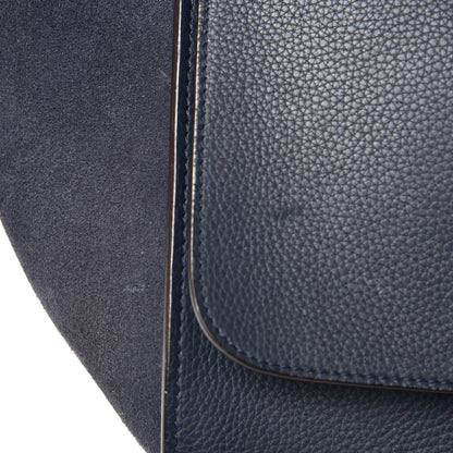 Celine Drummed Calfskin Suede Medium Trapeze Navy 11 of 15