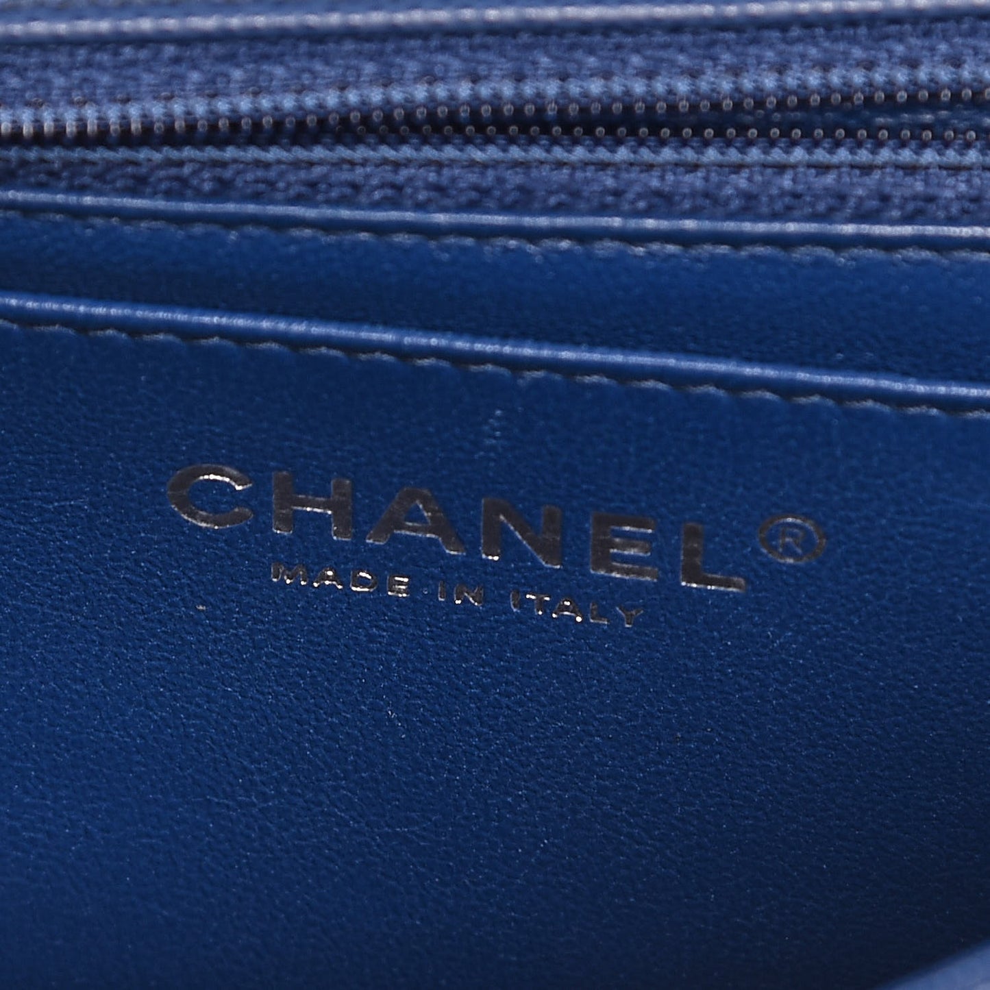 Caviar Chevron Quilted Mini Rectangular Flap Blue