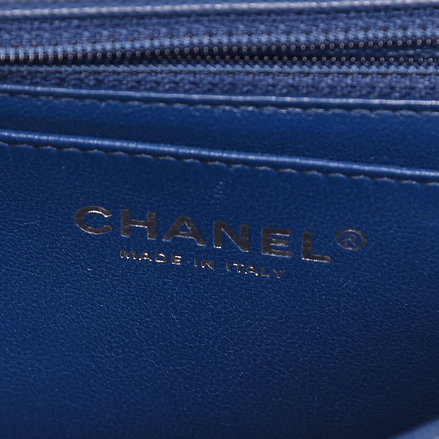 Chanel Caviar Chevron Quilted Mini Rectangular Flap Blue 6 of 10