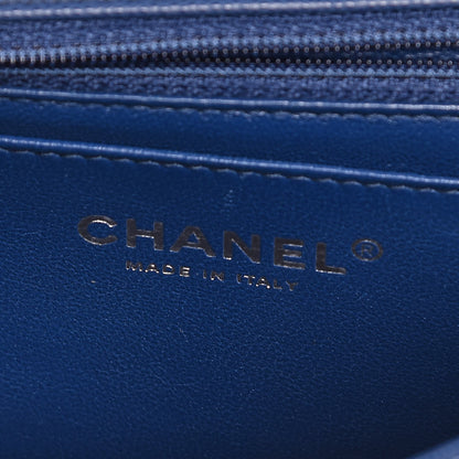Chanel Caviar Chevron Quilted Mini Rectangular Flap Blue 6 of 10