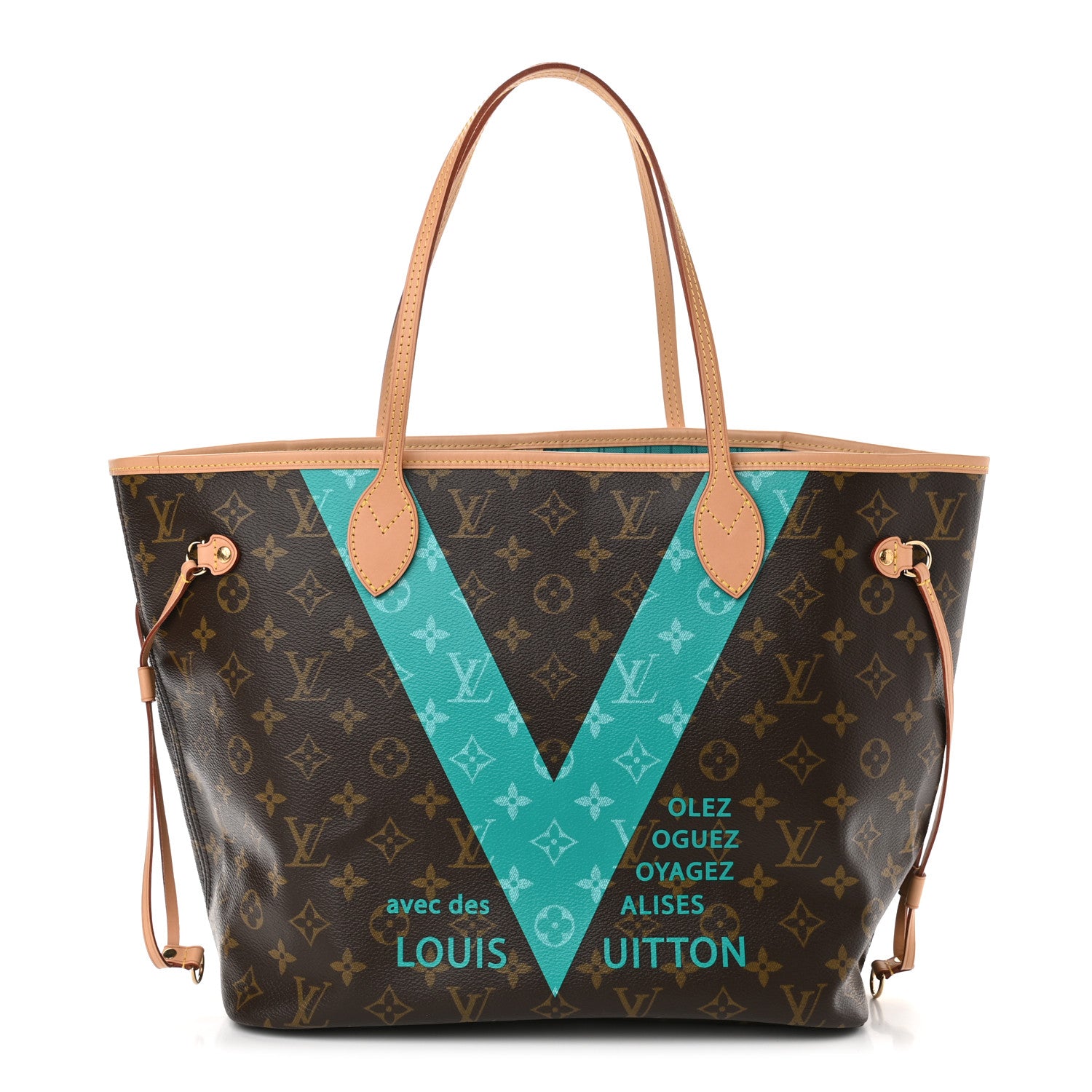 Louis Vuitton Monogram V Neverfull MM Turquoise 1 of 11