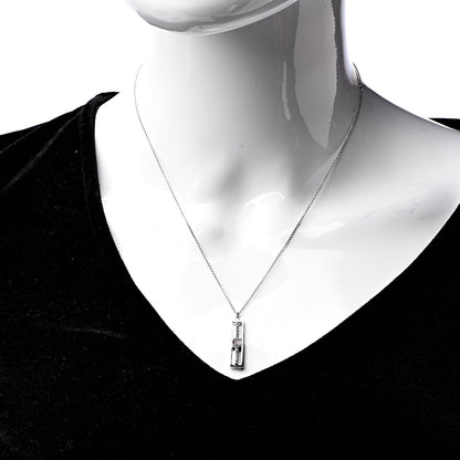Tiffany 18K White Gold Blue Sapphire T Open Vertical Bar Pendant Necklace 2 of 7