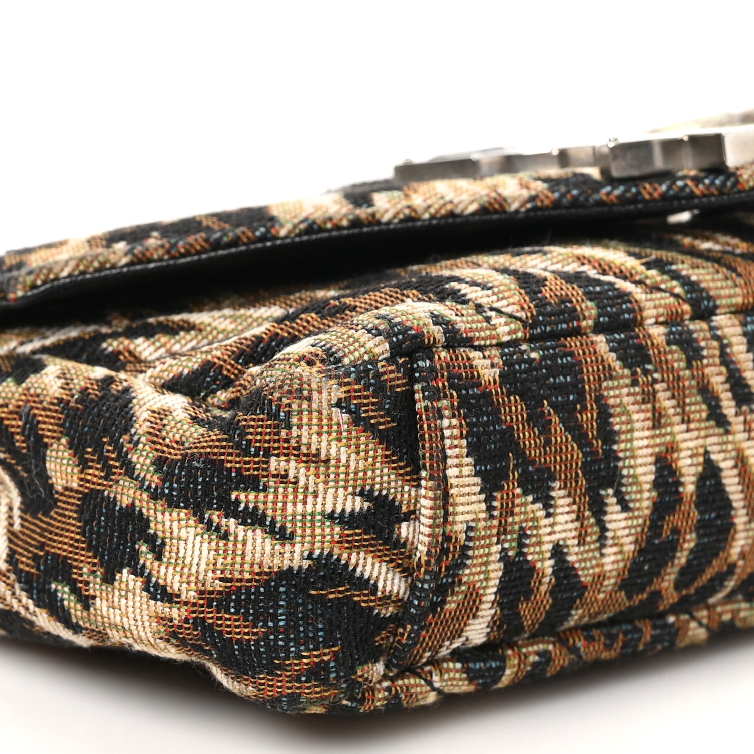 Saint Laurent Jacquard Leopard Matelasse Chevron Monogram Baby Chain Bag Black 9 of 10