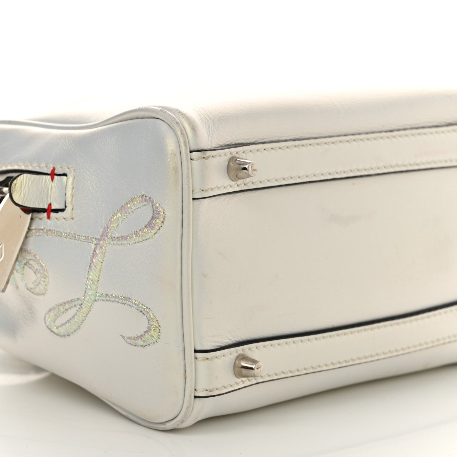 Christian Louboutin Iridescent Calfskin Paris Nano Collage Marie Jane Tote White 9 of 19