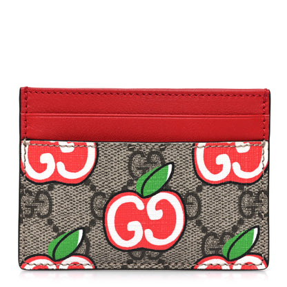 Gucci GG Supreme Monogram Apple Card Holder Beige Multicolor Lobster Red 1 of 8