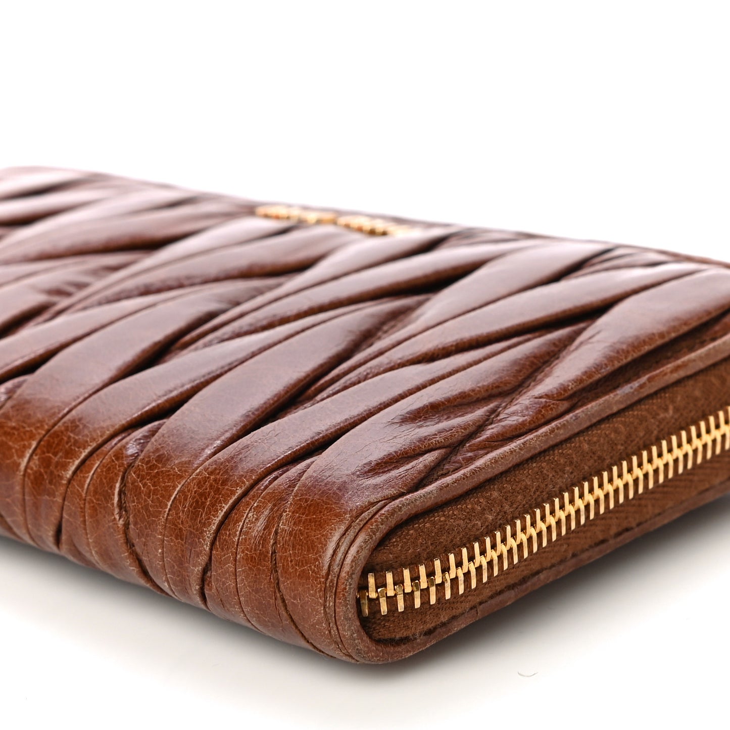 Matelasse Zip Around Wallet Brown