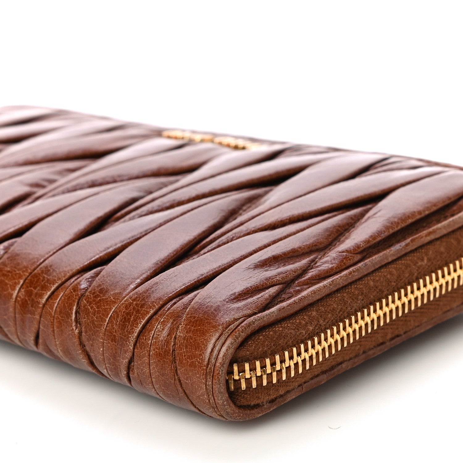 Miu Miu Matelasse Zip Around Wallet Brown 6 of 24