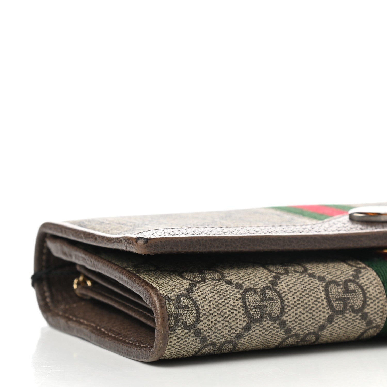 Gucci GG Supreme Monogram Web Ophidia Wallet On Chain Brown 9 of 11