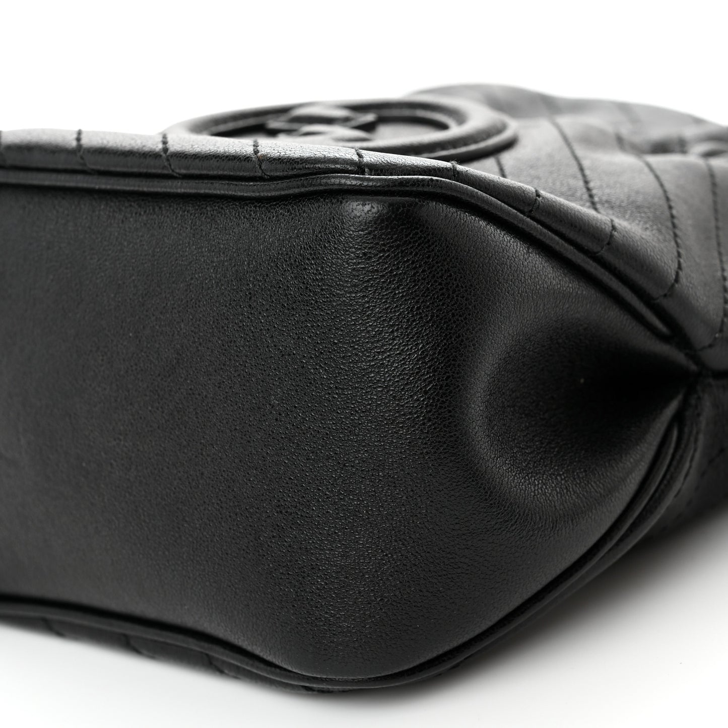 Sakai Be Green Calfskin Diagonal Stitched Mini Blondie Bucket Bag Black