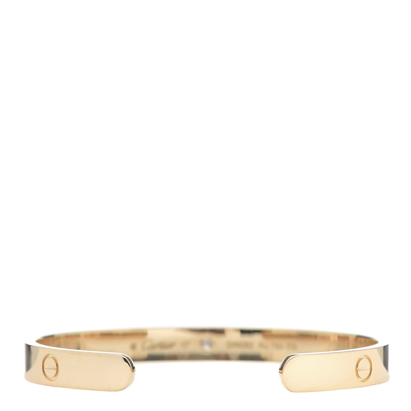 18K Yellow Gold 1 Diamond LOVE Cuff Bracelet 17