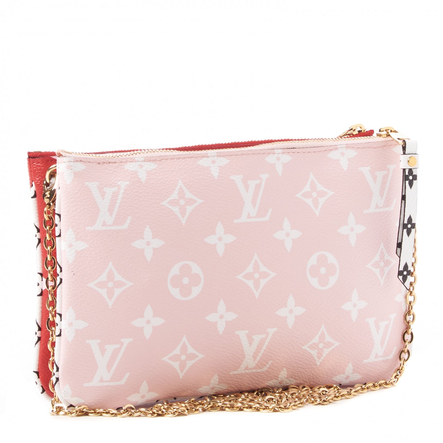 Monogram Giant Double Zip Pochette Rouge