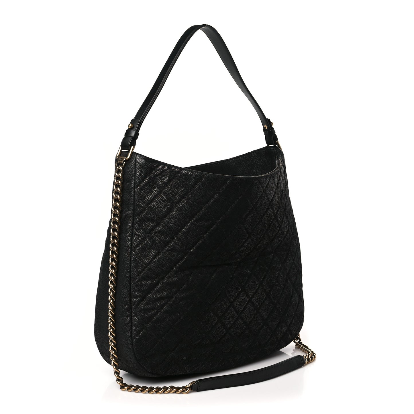 Iridescent Caviar Quilted Country Chic Hobo Black